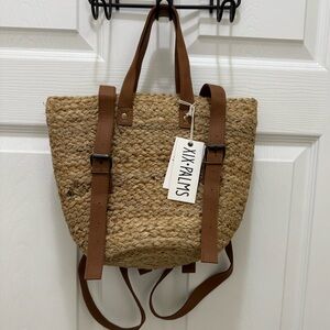 Beach The Shore Break Picnic Cooler Bag Straw Backpack by XIX Palms NWT